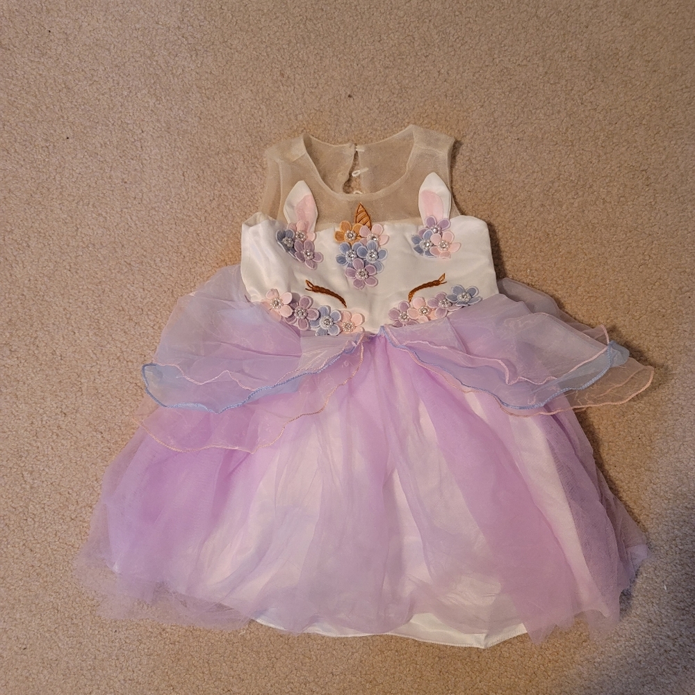 Baby Girl Unicorn Dress Purple/blue 2T/3T